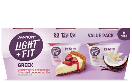 Light + Fit Strawberry Cheesecake Toasted Coconut Vanilla Nonfat Greek Yogurt